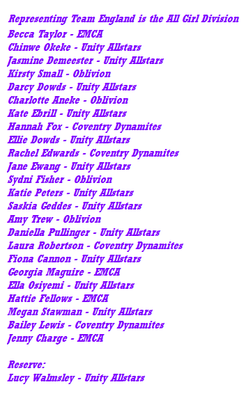 team england all girl list