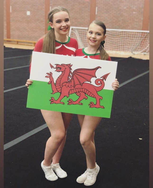 team wales standing with flag