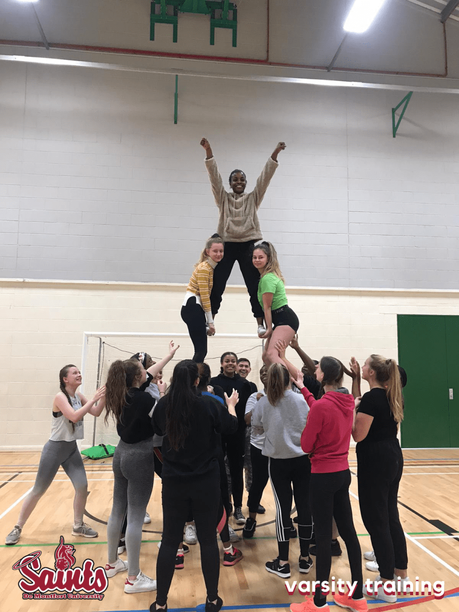 Varisty training a stunt