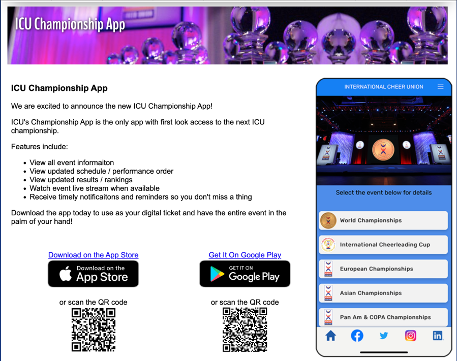 The is information on how to download ICU championship app
