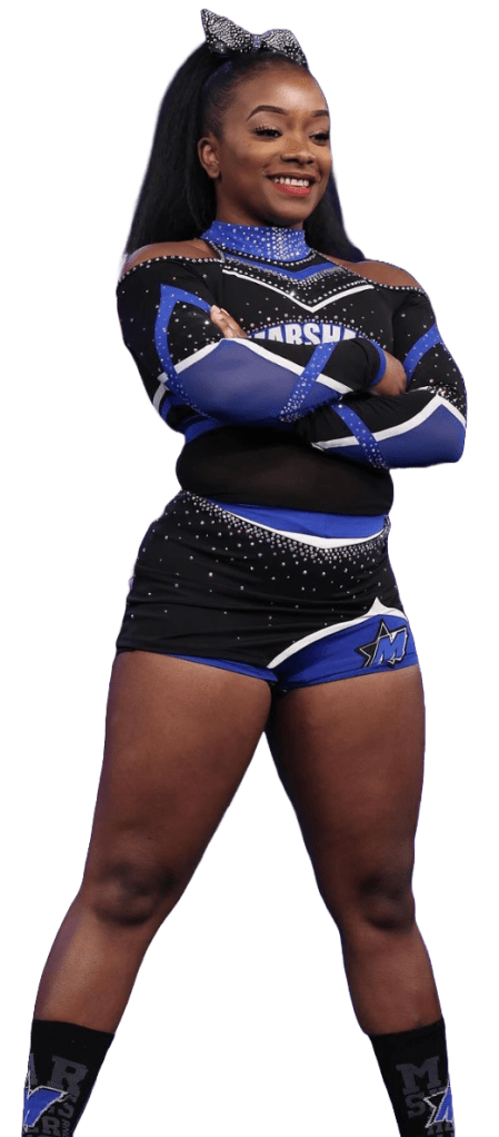 Black female cheerleader at Cheerleading worlds